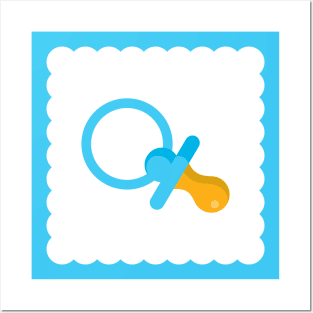 Baby Boy Gender Reveal Blue Pacifier Posters and Art